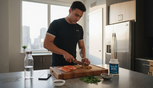 Athlete preparing omega-3 rich meal