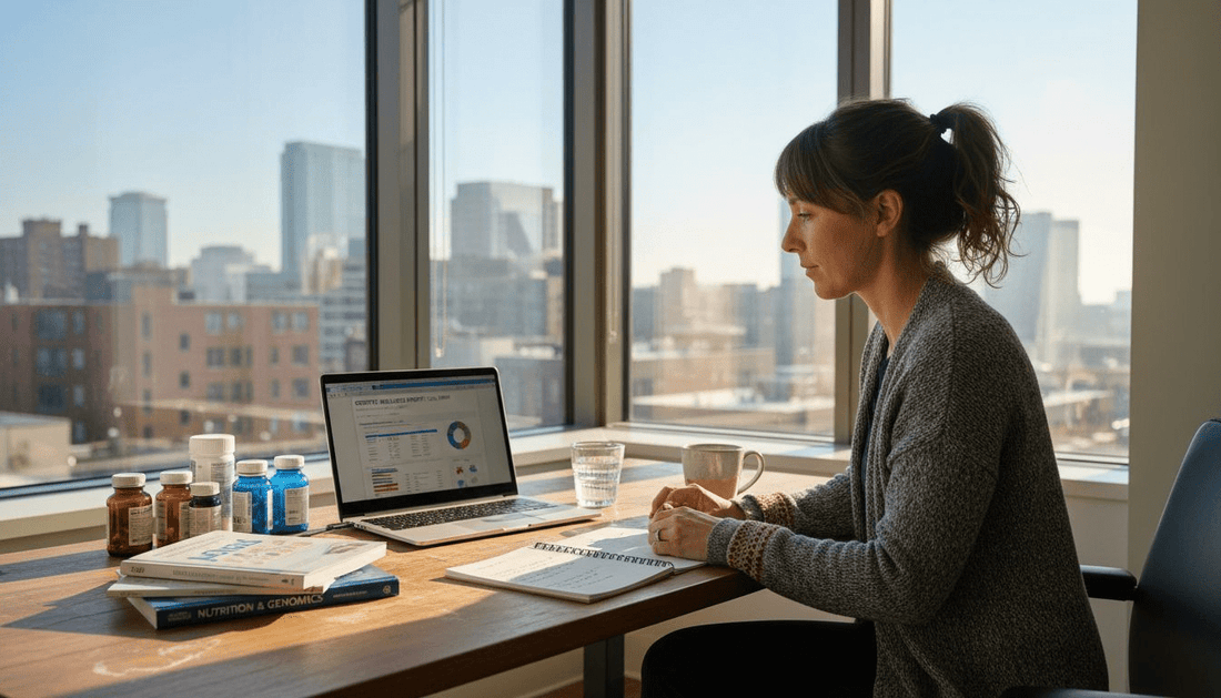 Nutritionist analyzing genetic nutrition results