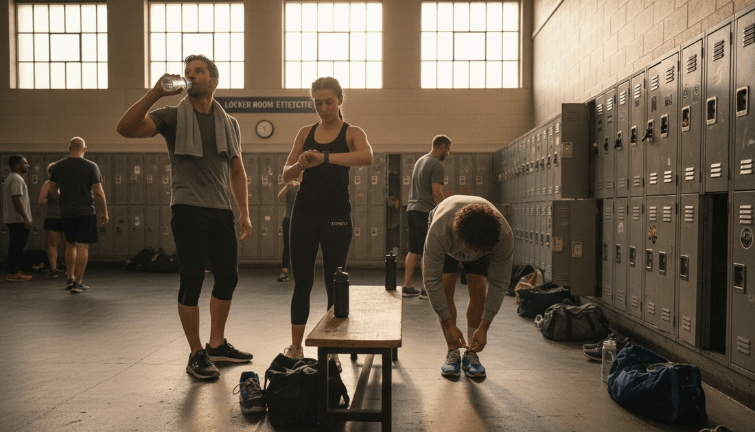 Active adults after workout in gym setting