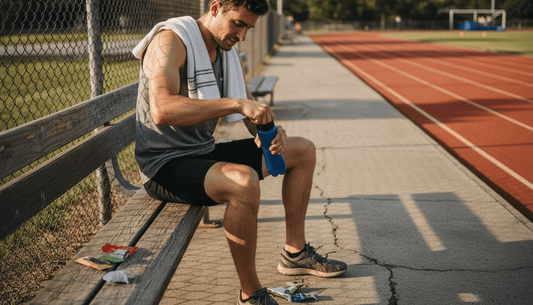 Track athlete hydrating after training session