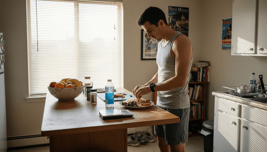 Athlete preparing meal before workout