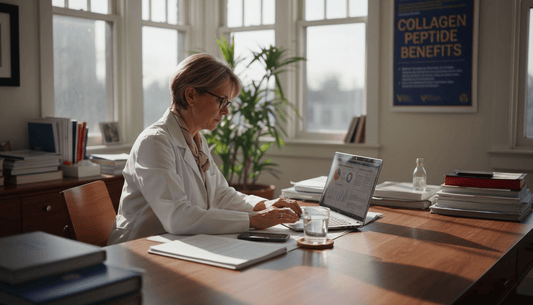 Dermatologist reviewing collagen peptide research