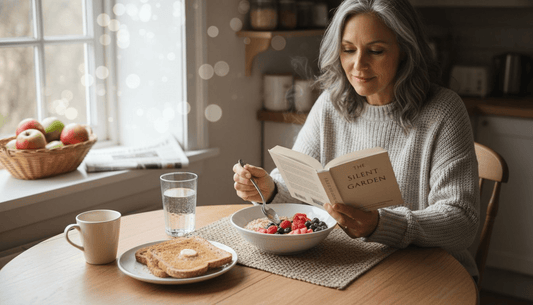 Woman eating fiber-rich breakfast foods