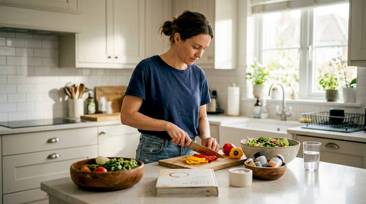Woman preparing salad for nutrient absorption