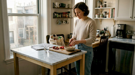 Person preparing healthy breakfast in kitchen