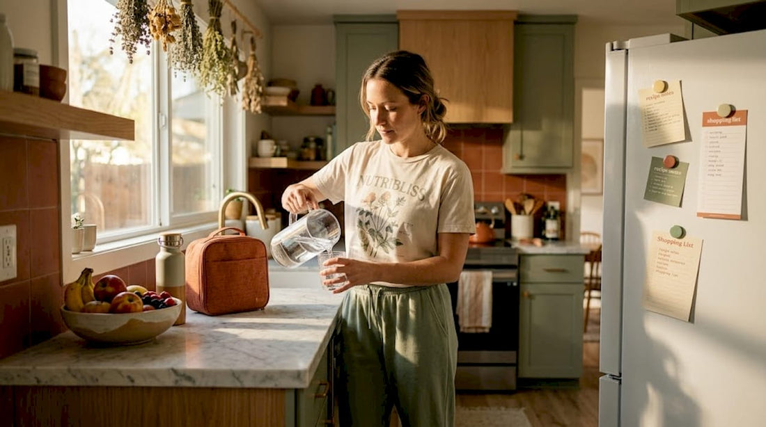 Woman starting healthy morning routine