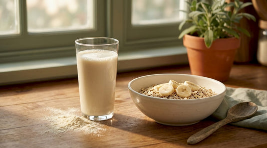 Whey protein shake with banana and oats