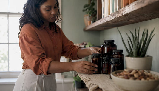 Nutritionist organizing plant-based supplements