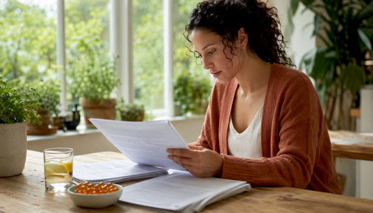 Nutritionist reviewing krill oil studies at home