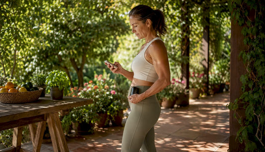Woman measuring body composition at home gym