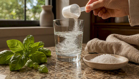 Glass of water with dissolved magnesium supplement powder