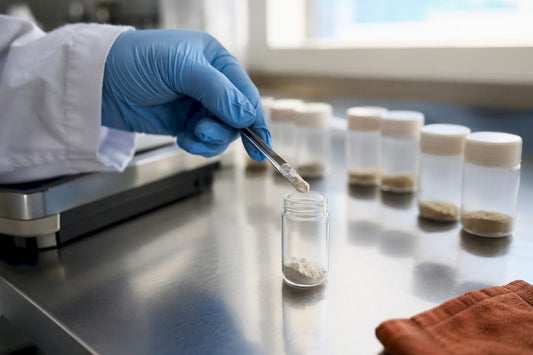 Anonymous protein powder sample undergoing laboratory testing