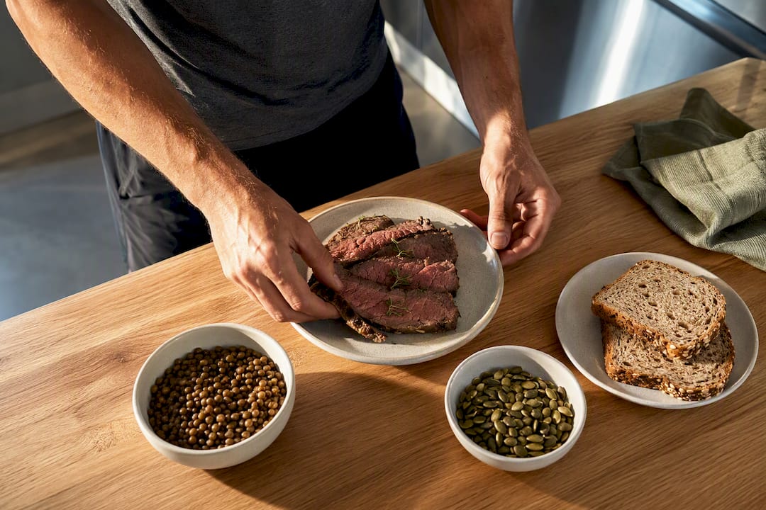Zinc-rich foods prepared for an athlete