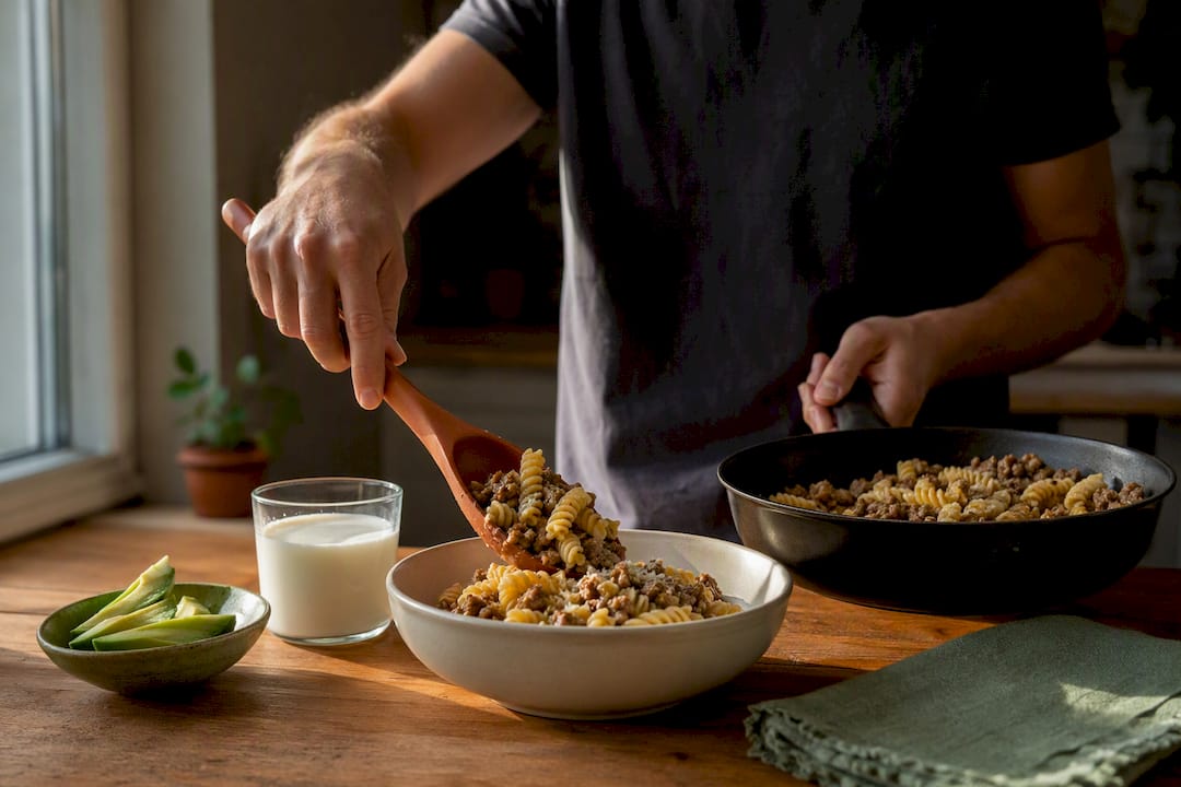 Calorie-dense dinner prepared for weight gain