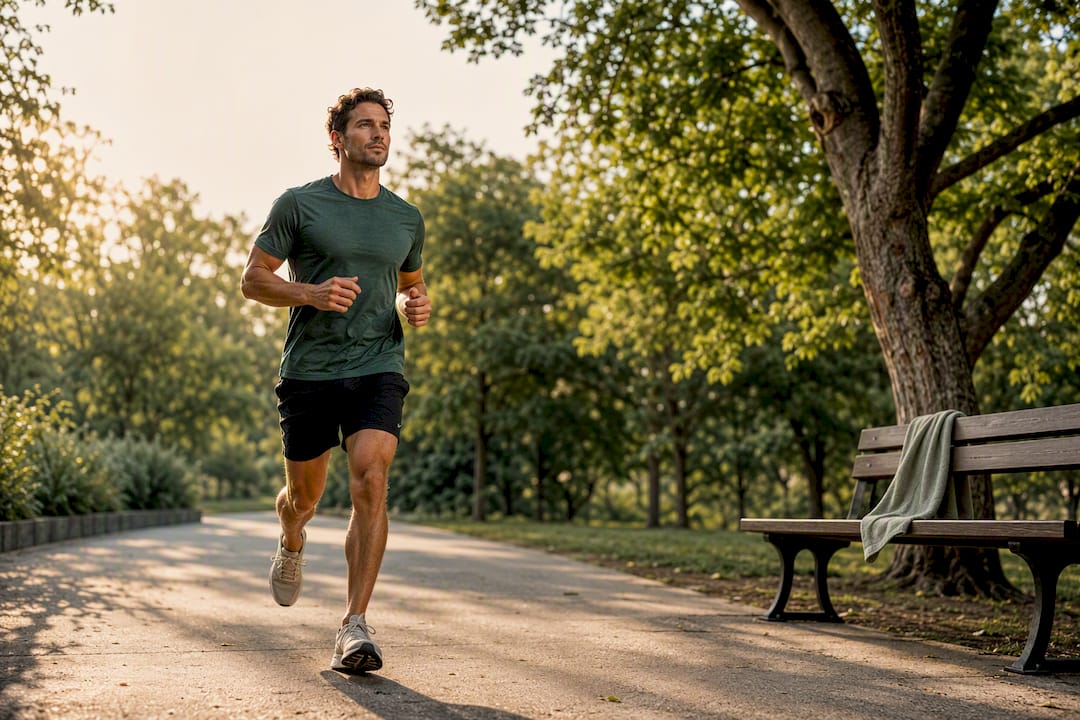 Runner completing aerobic training outdoors