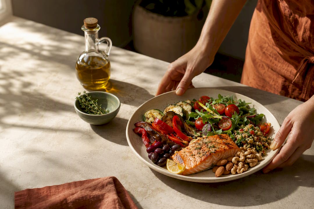 Mediterranean meal ingredients supporting skin health