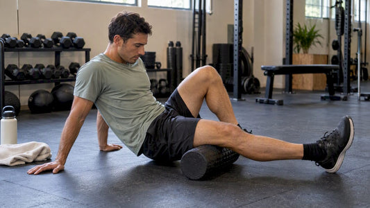 Athlete foam rolling after training