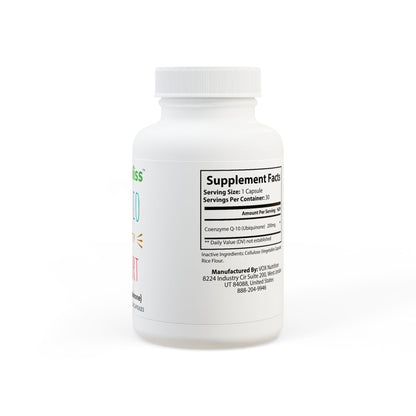 White supplement bottle with label on a white background