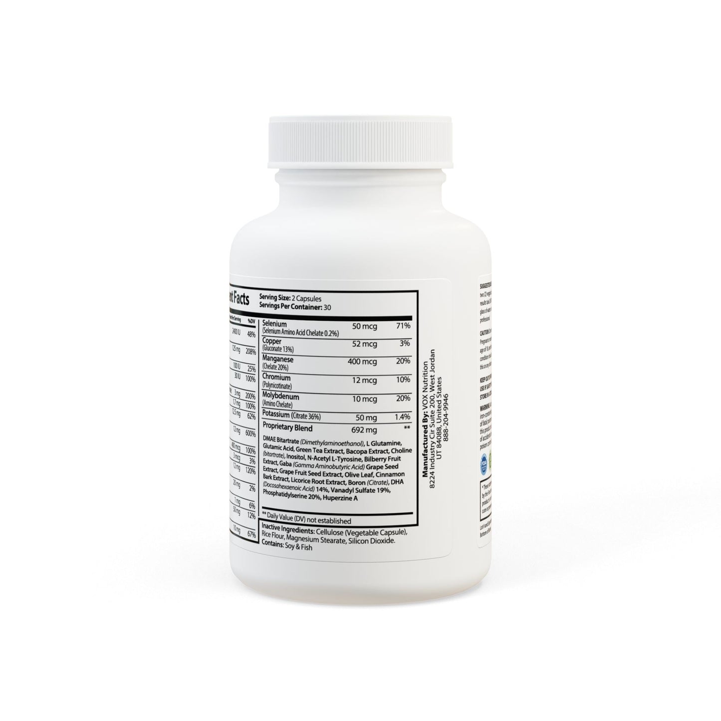 Supplement bottle with label on a white background