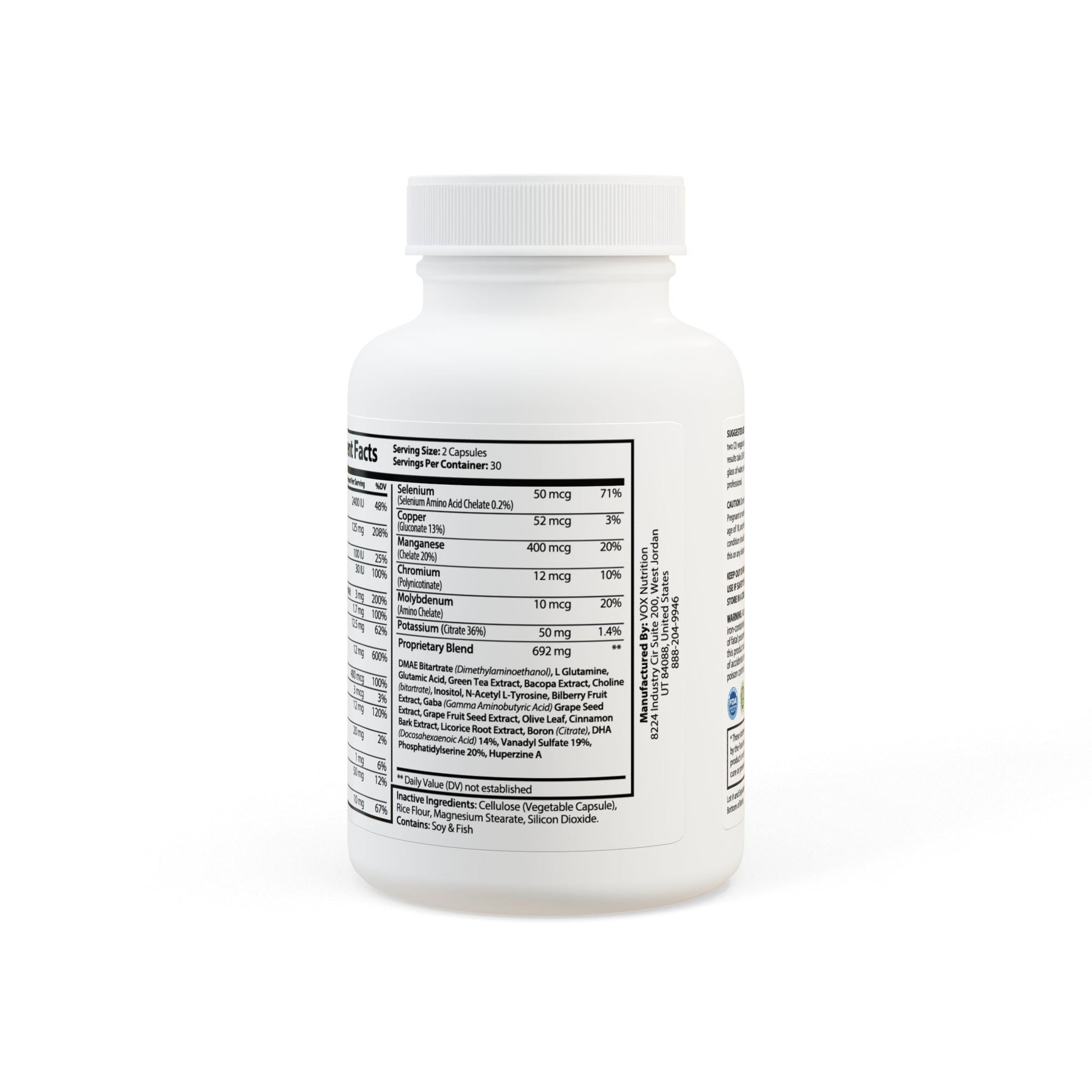 Supplement bottle with label on a white background