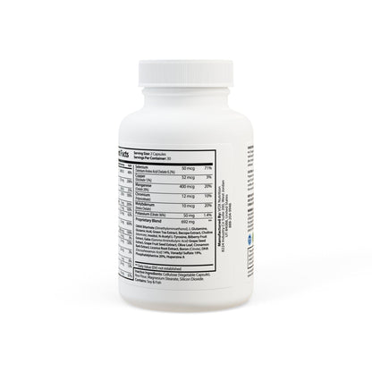 Supplement bottle with label on a white background