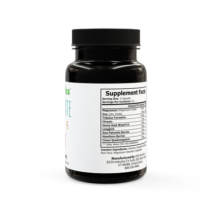 Nutribliss Black supplement bottle with white label on a white background