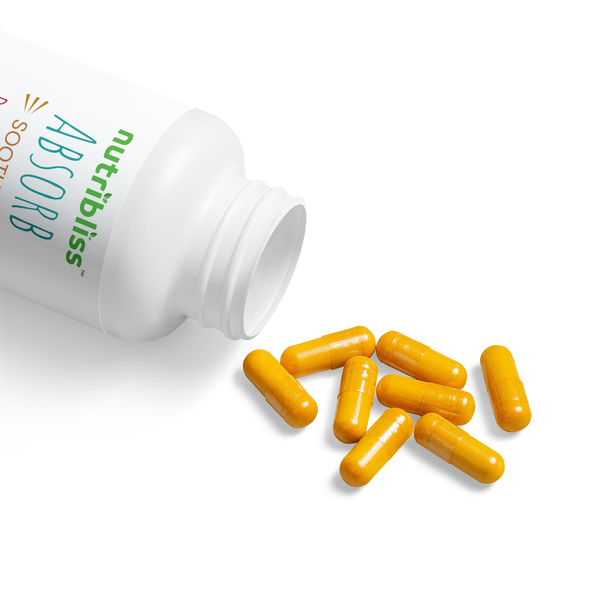 Nutribliss Turmeric with BioPerine® (Black Pepper Fruit Extract) Supplement (60 Capsules) - with capsules laid out in pic
