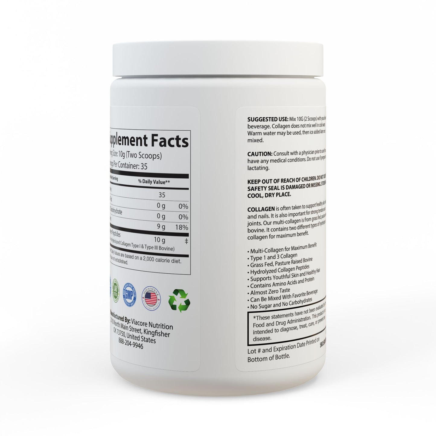 Nutribliss Grass-Fed Collagen Peptides Type I & III Supplement (350g, 12.3oz)