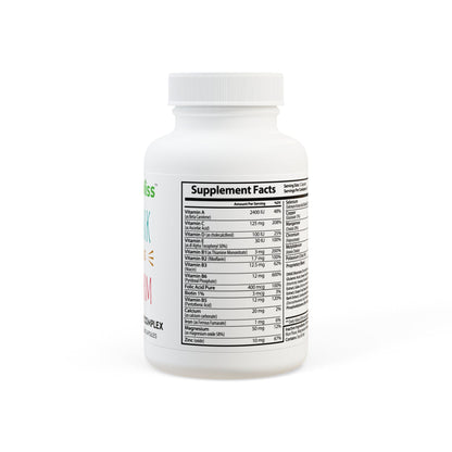 Supplement bottle with label on a white background