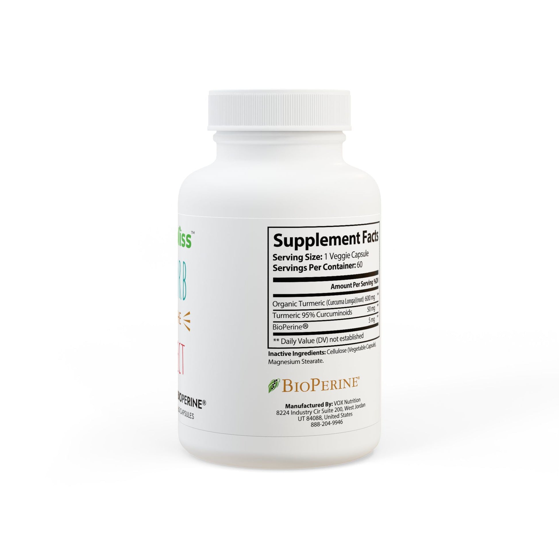 Supplement bottle with visible branding on a white background