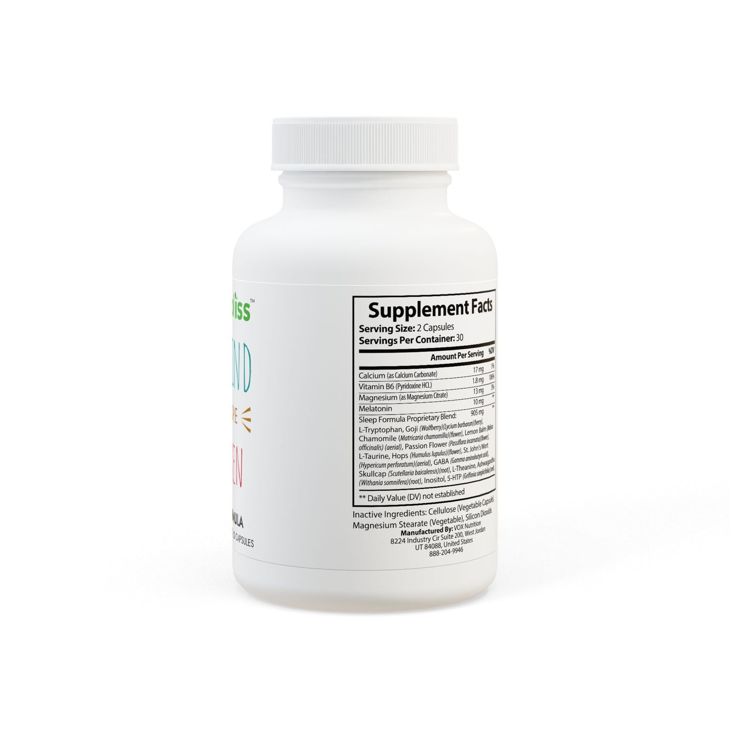Supplement bottle with label on a white background
