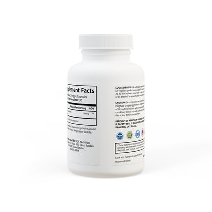 Supplement bottle with label on a white background