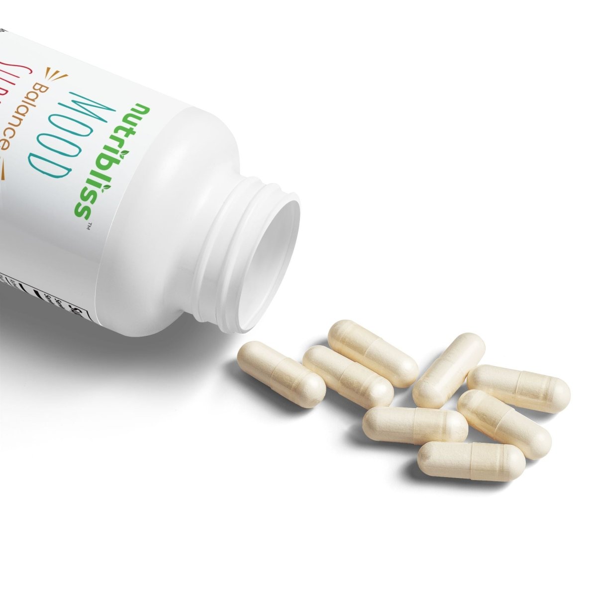 Nutribliss Ashwagandha and Black Pepper Supplement bottle open