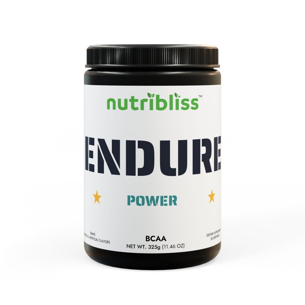 Nutribliss BCAA Supplement, Grape (325g, 11.46oz, 50 servings) jar front