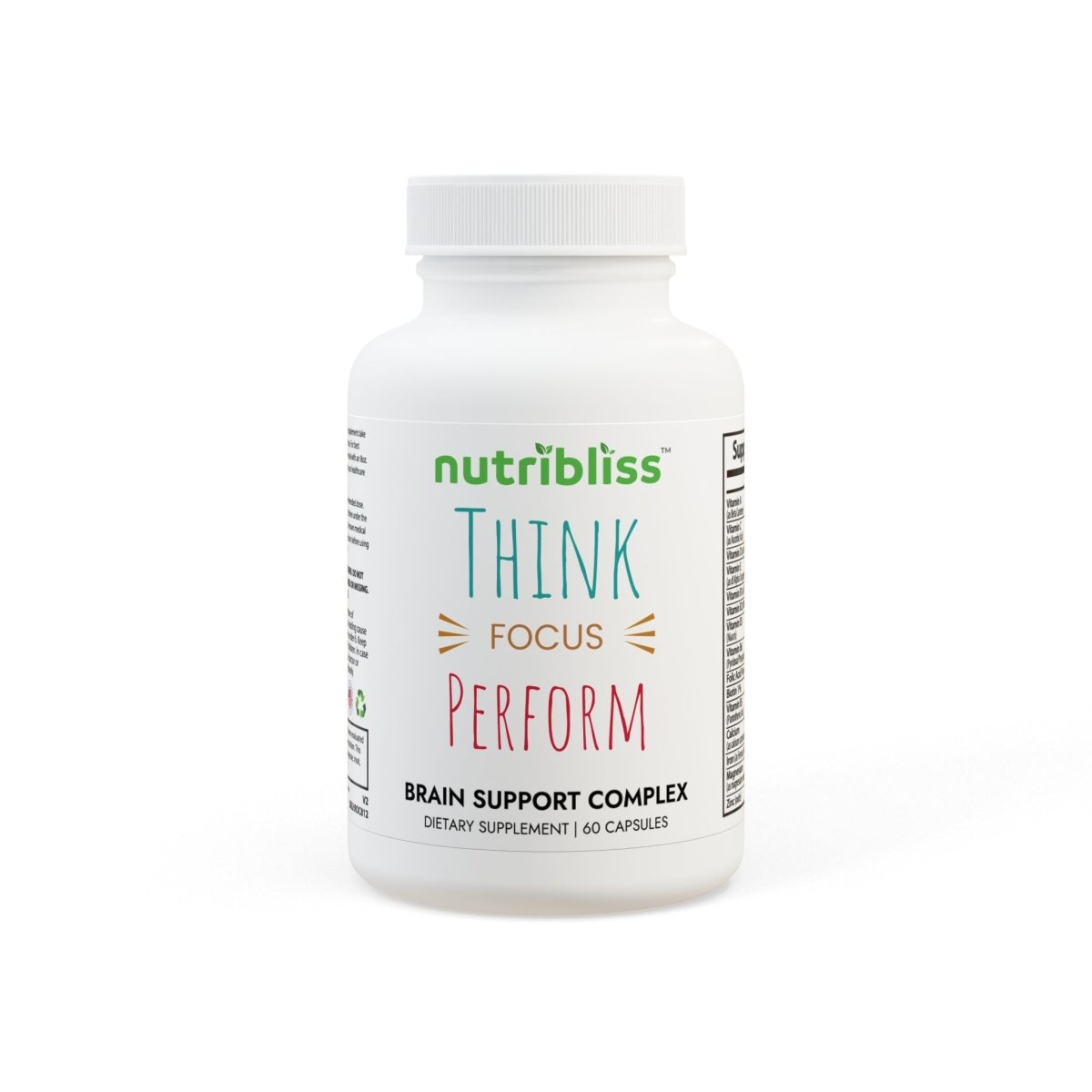 Nutribliss Brain Support Complex Supplement 60 Vegetable capsules front