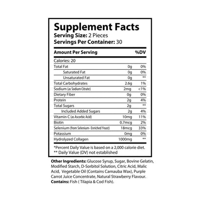 Nutribliss Collagen Gummies Supplement Facts Label