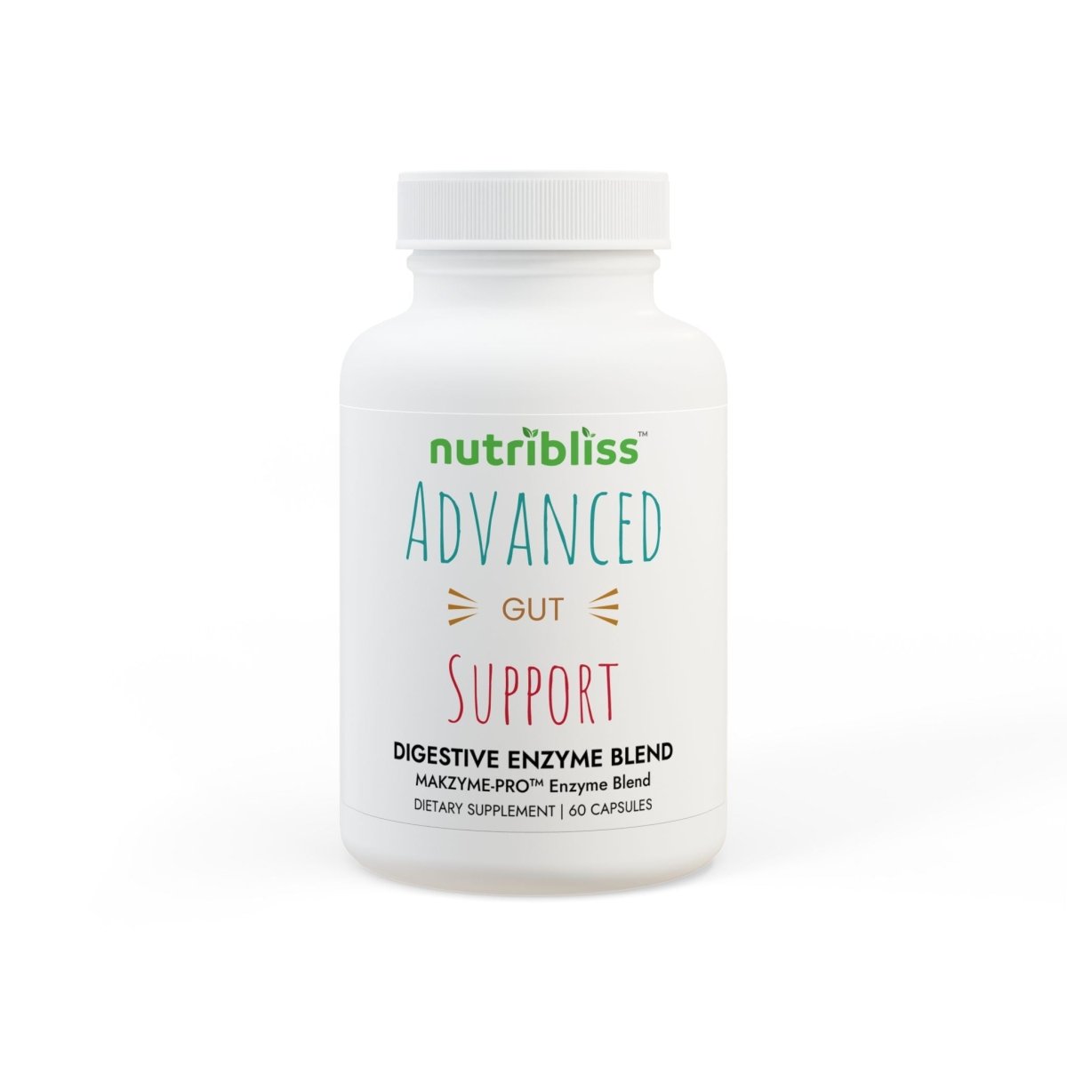 Nutribliss Digestive Enzyme Blend with Makzyme-Pro™ Supplement bottle front