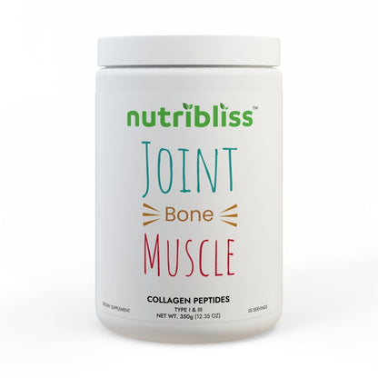 Nutribliss Grass-Fed Collagen Peptides Type I & III Supplement (350g, 12.3oz) jar front