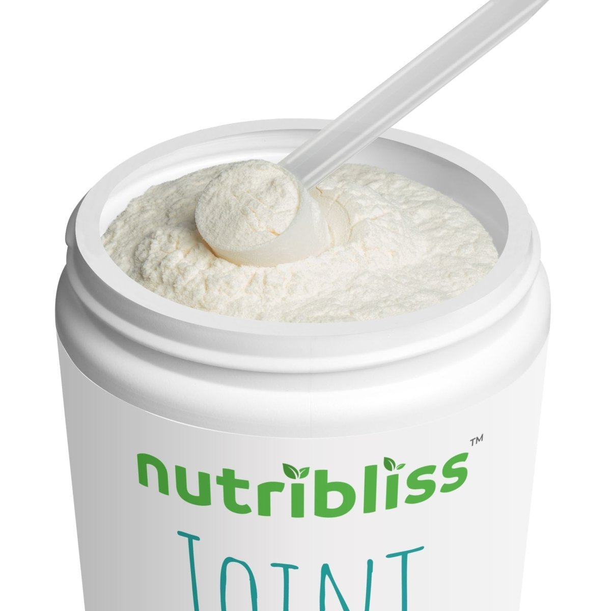 Nutribliss Grass-Fed Collagen Peptides Type I & III Supplement jar open (350g, 12.3oz)