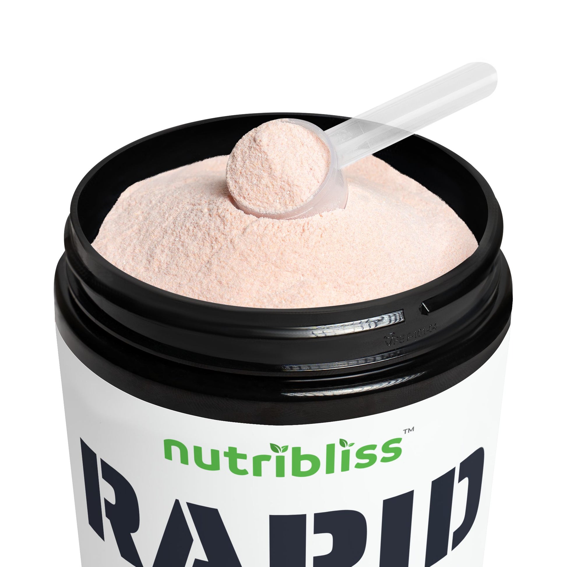 Nutribliss ION + Select Electrolyte Rapid Hydration Supplement (225g, 7.9oz) bottle open