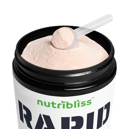 Nutribliss ION + Select Electrolyte Rapid Hydration Supplement (225g, 7.9oz) bottle open