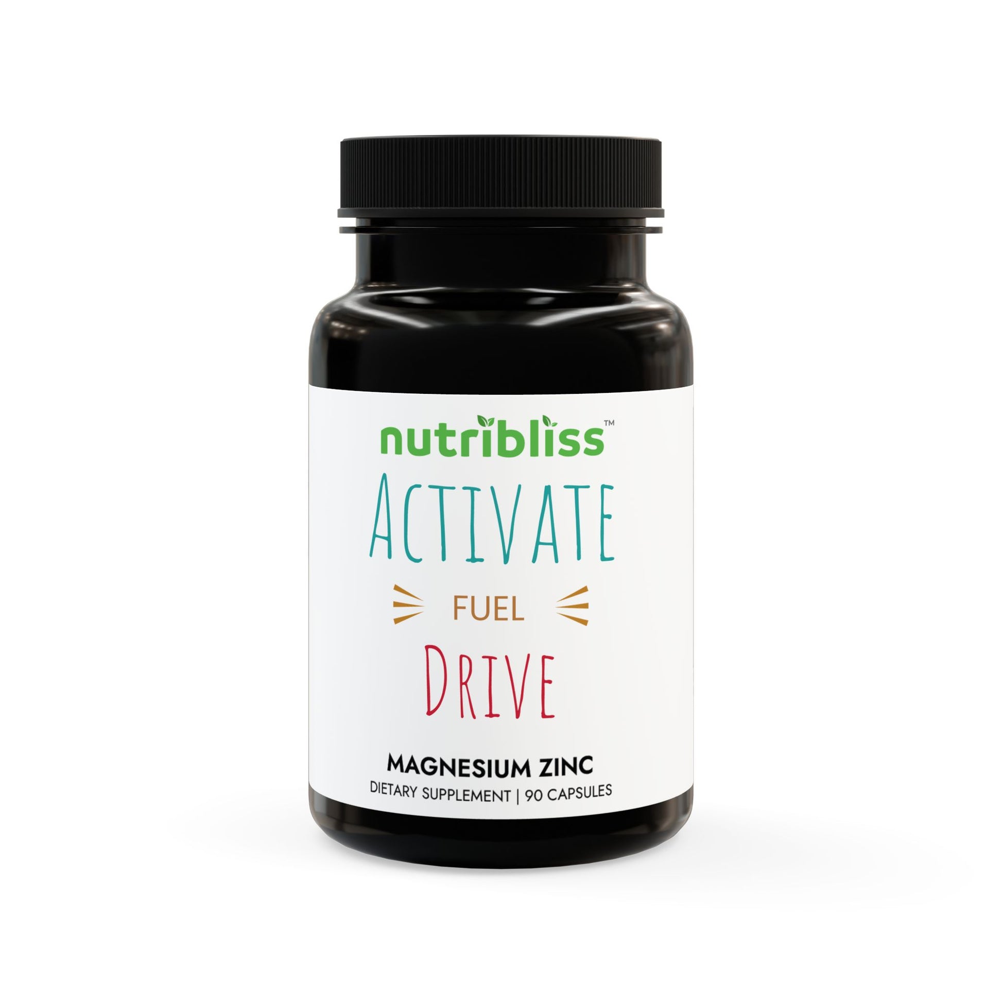 Nutribliss Magnesium & Zinc Supplement with Tribulus Terrestris, Longjack and Horny Goat Weed bottle front