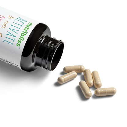 Nutribliss Magnesium & Zinc Supplement with Tribulus Terrestris, Longjack and Horny Goat Weed bottle open