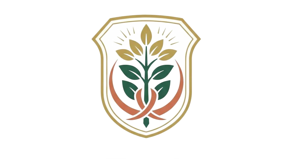 Nutribliss Logo with a shield shape, leaves, and a branch without background